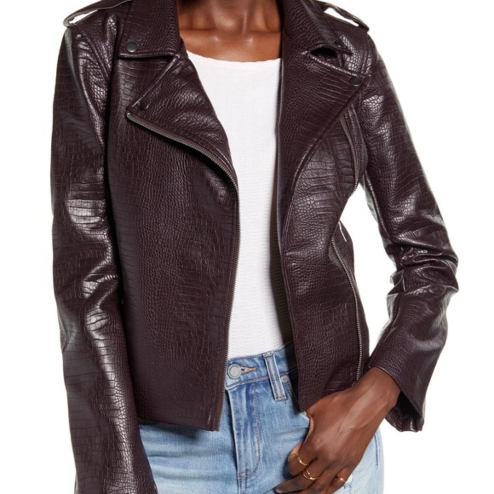 BB Dakota Burgundy Croc Leather Coat